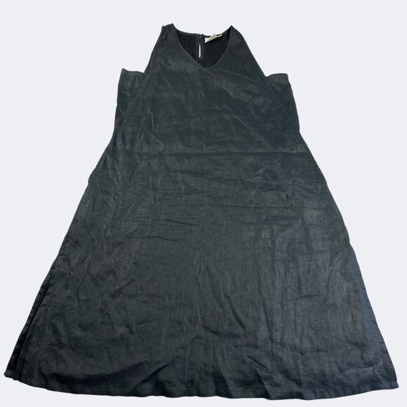 Reistor Hemp Midi Tent Dress Black Minimalist Sustainable Sleeveless Dress M - Picture 1 of 11